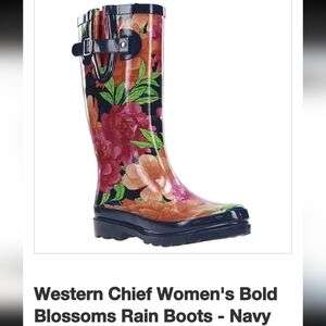 Western Chief Women's Floral Rain Boots - Navy and Multicolor